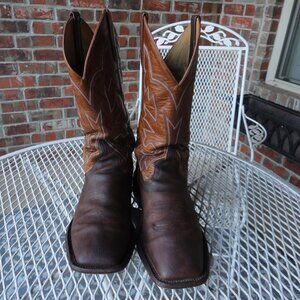 HORSE POWER "Top Hand" Men's Brown Leather Square Toe Western Boots Size 9D